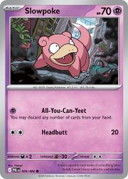 A Pokémon card featuring Slowpoke with abilities and stats.