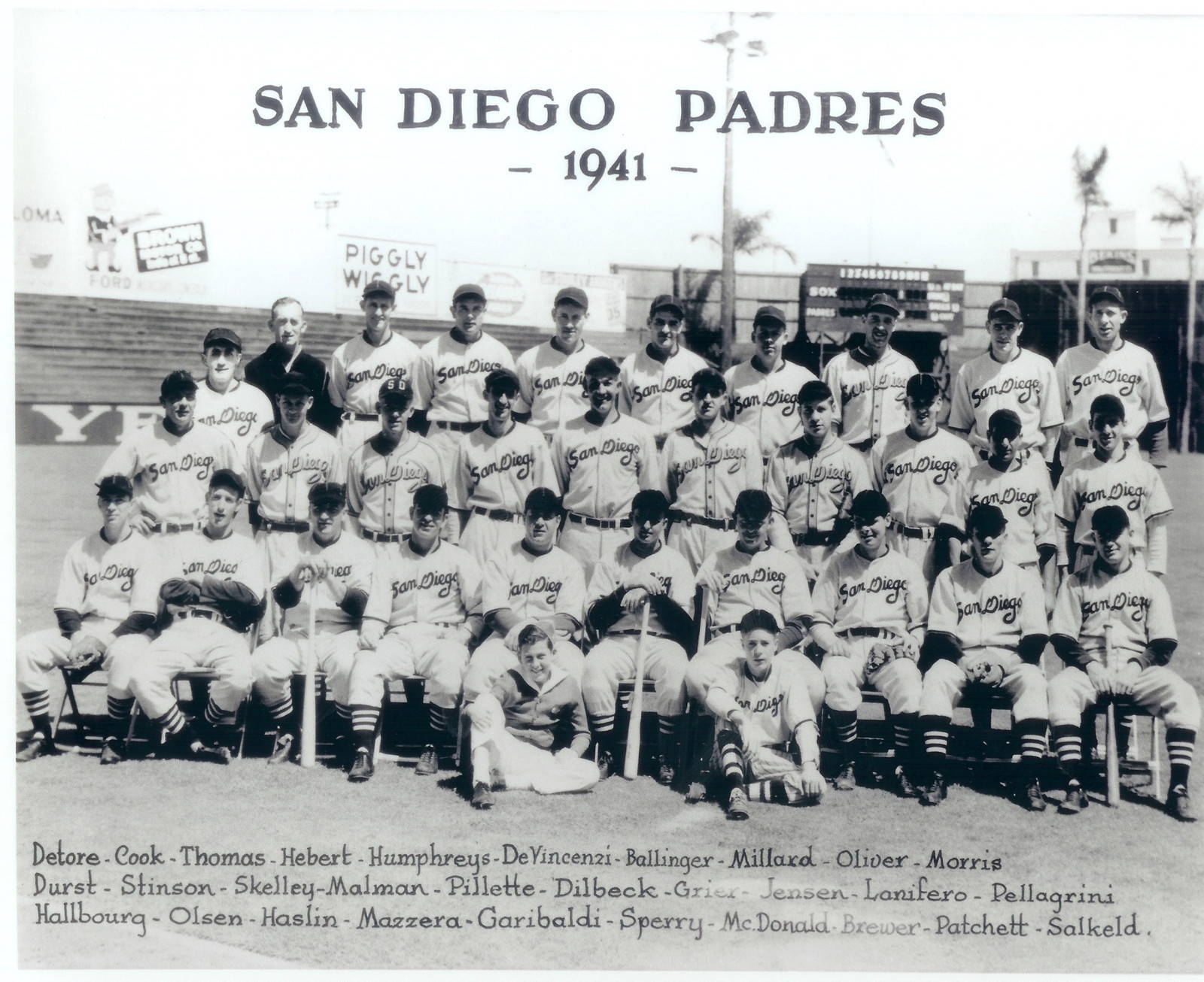 1950 SAN DIEGO PADRES PCL TEAM 8X10 PHOTO BASEBALL CALIFORNIA USA 