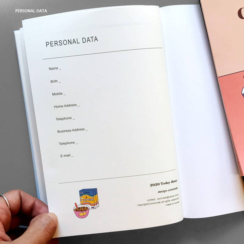 Personal data - Design Comma-B 2020 Today dated weekly diary planner