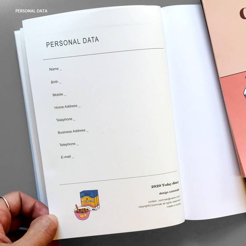 Personal data - Design Comma-B 2020 Today dated weekly diary planner