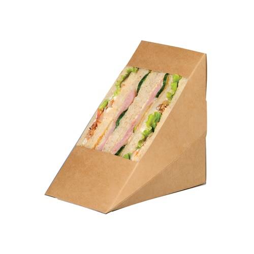 A triangular kraft sandwich slice box