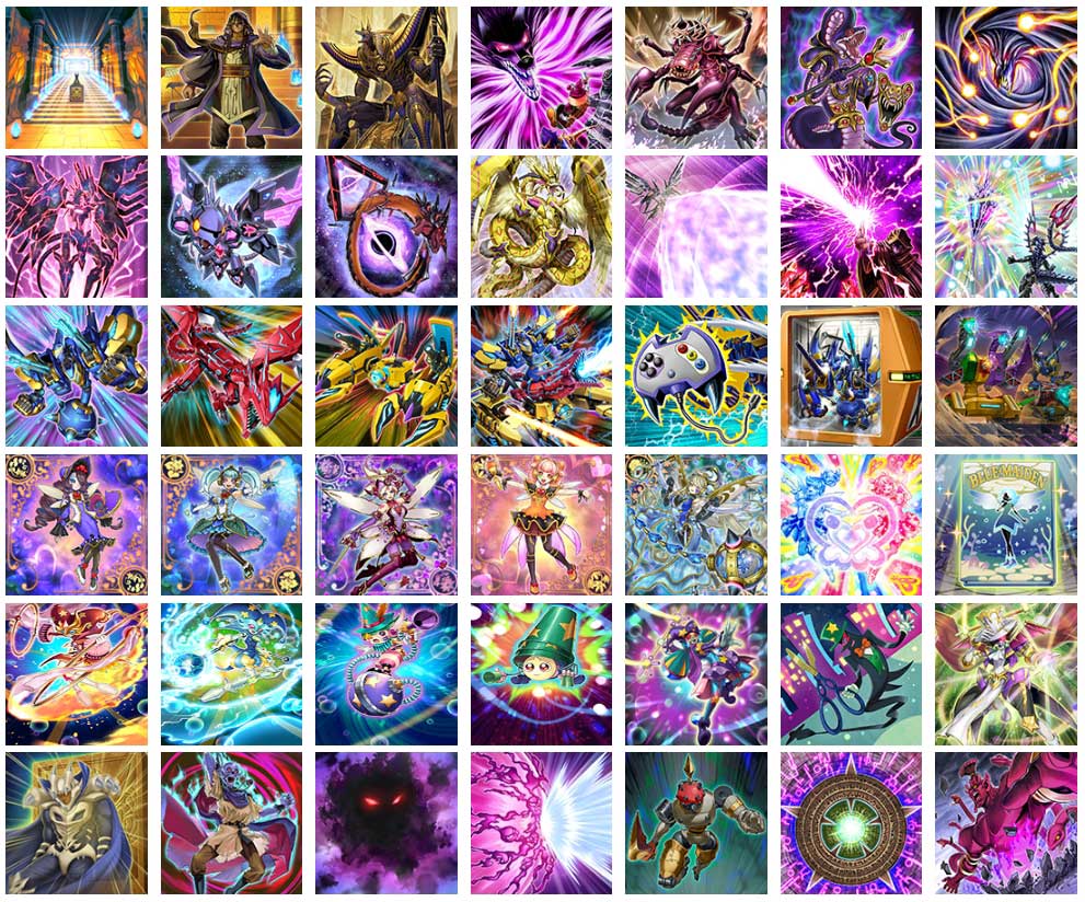 A collage of colorful fantasy-themed illustrations and character designs.
