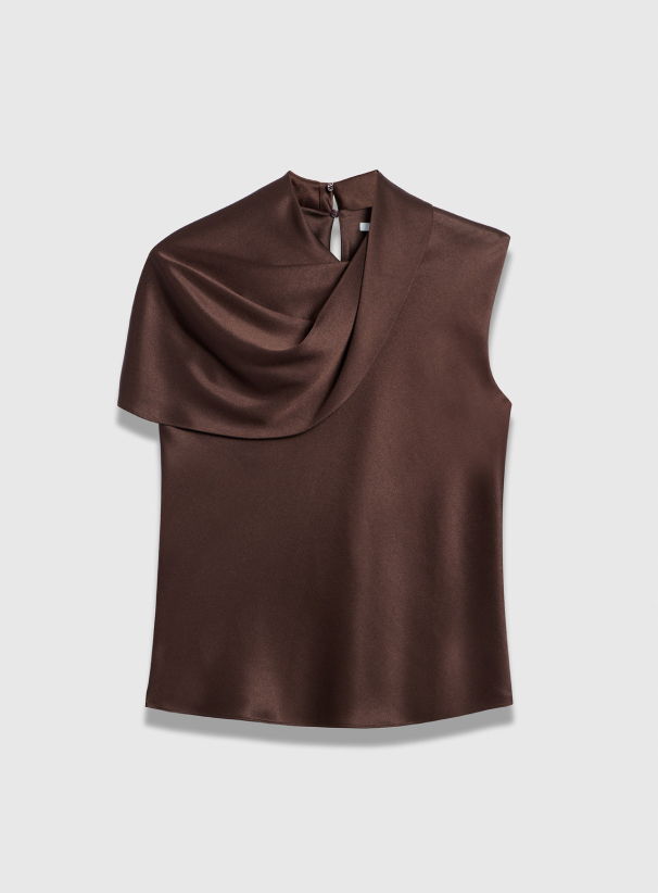 Ocana Satin Blouse Chocolate