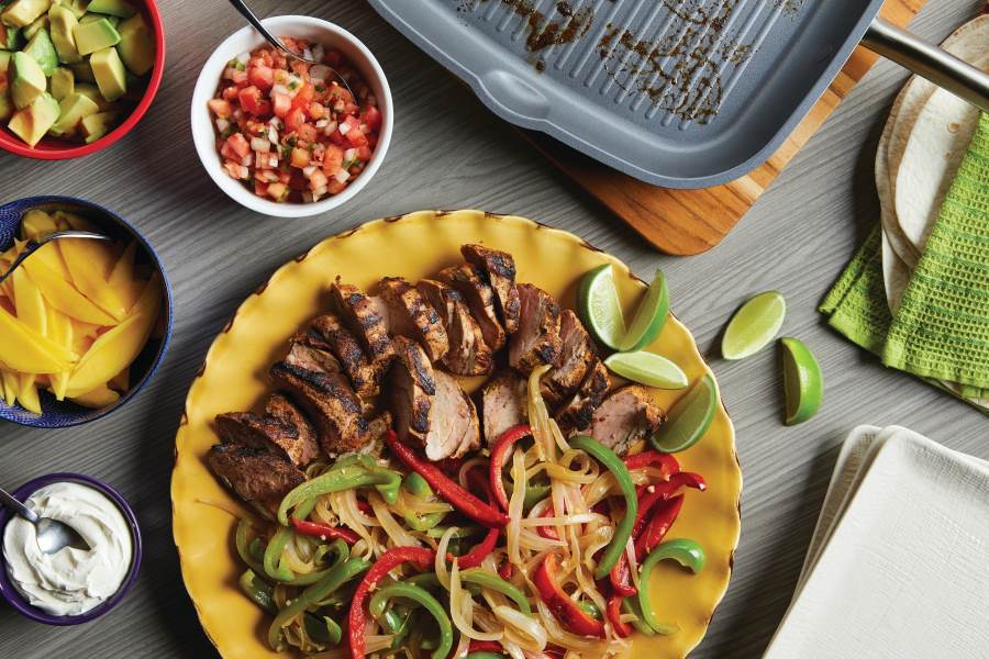 Pork Fajitas with Mango, Peppers & Onions