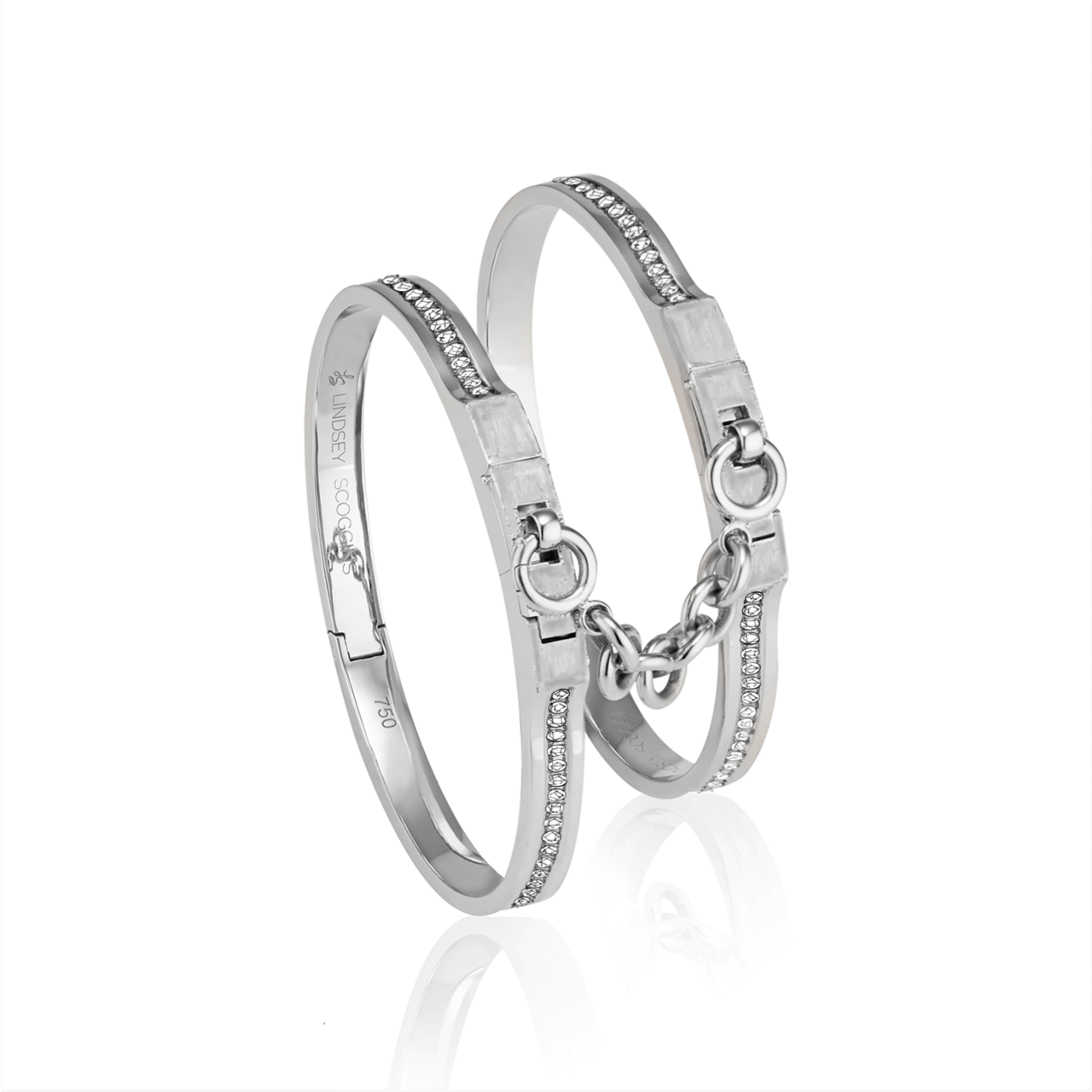 oath double cuffs with pave diamond row
