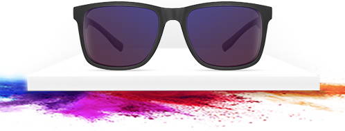 Tilden Cx3 Sun SP outdoor color blind glasses on a platform with colorful patterns below it