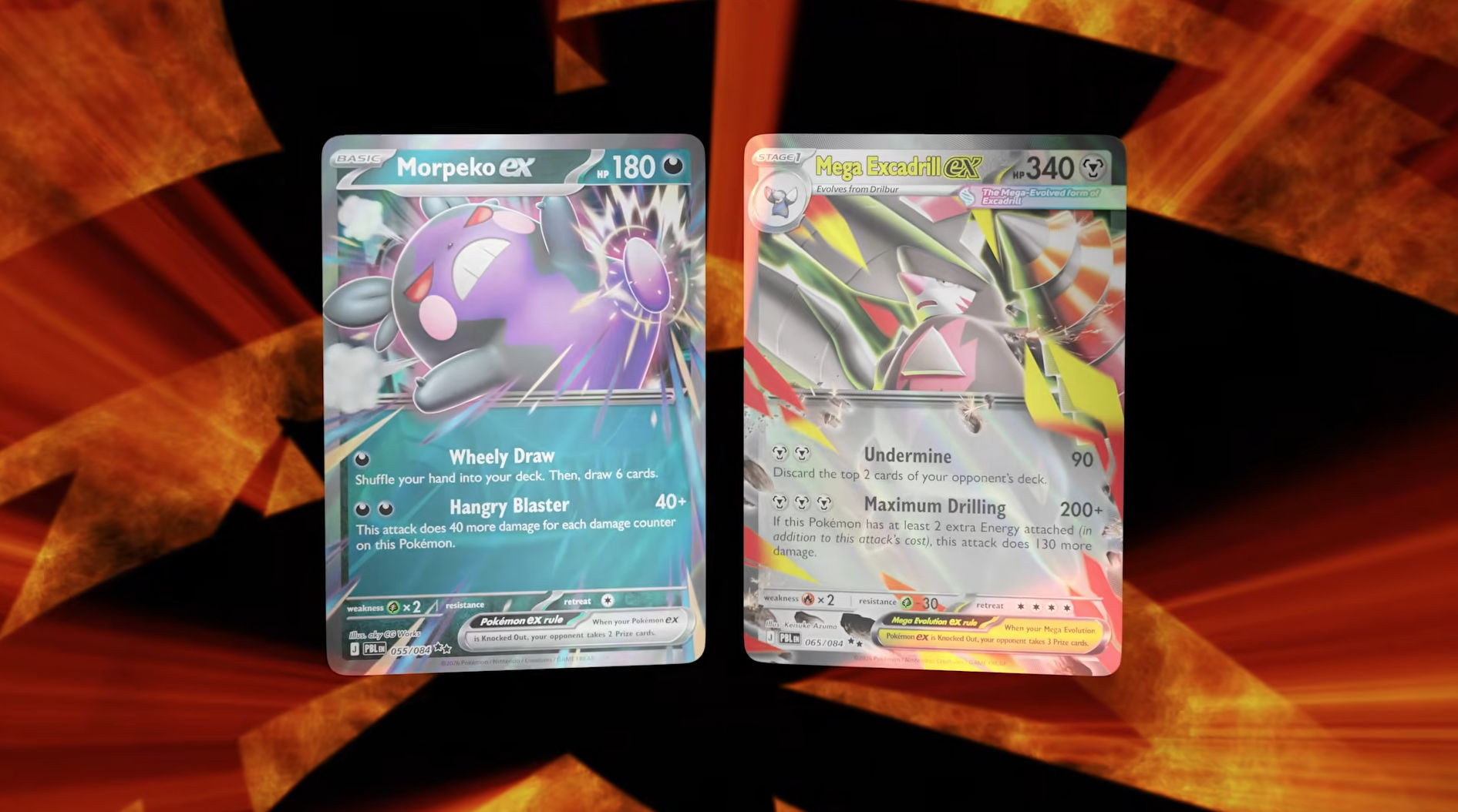 Pokémon Pitch Black Deck-Building Guide - Two Pokémon trading cards on a dynamic background.