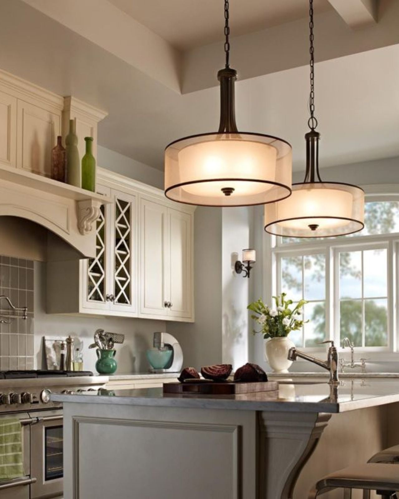 Sleek Contemporary Double Shade Bronze Pendant Light-Lighting Collective