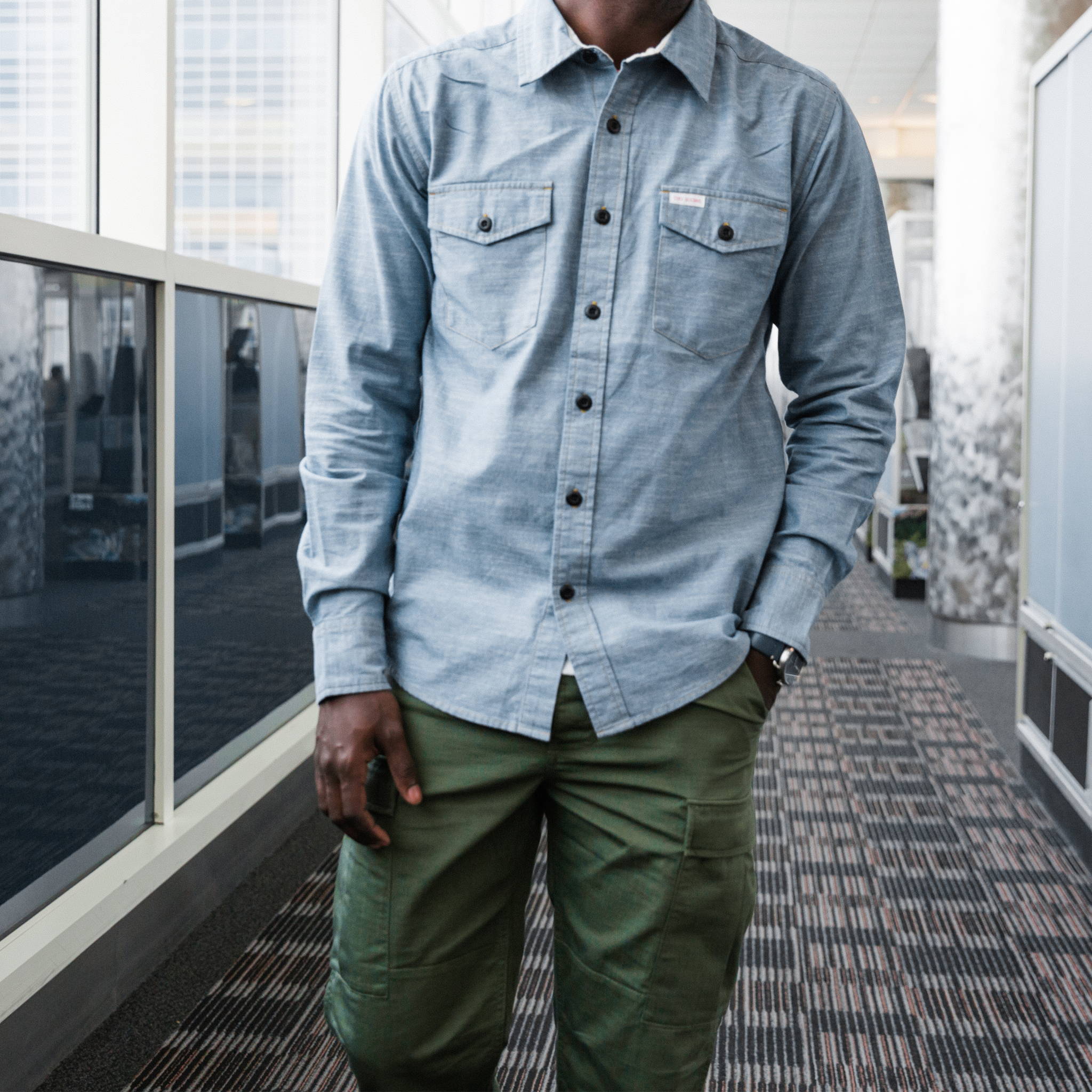 Topo Designs Canada | Mens/Apparel/Shirts | Mountain Shirt Chambray - Men's