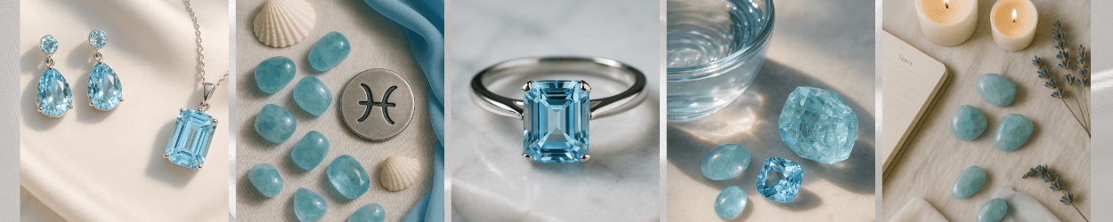 Collection of Pisces birthstone jewelry