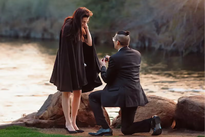 man on bended knee proposing, arizona