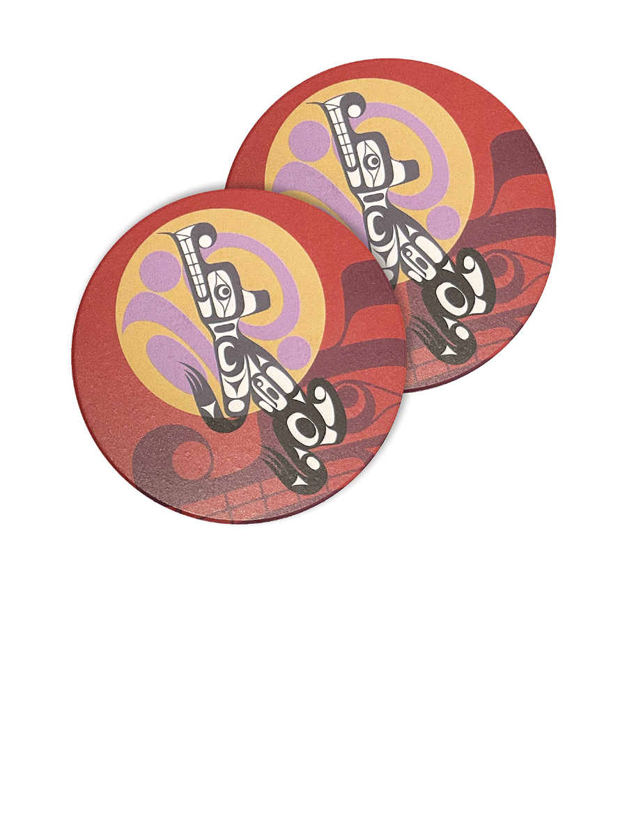 Wolf Moon Ceramic Coasters by Francis Dick, Kwakwaka'wakw