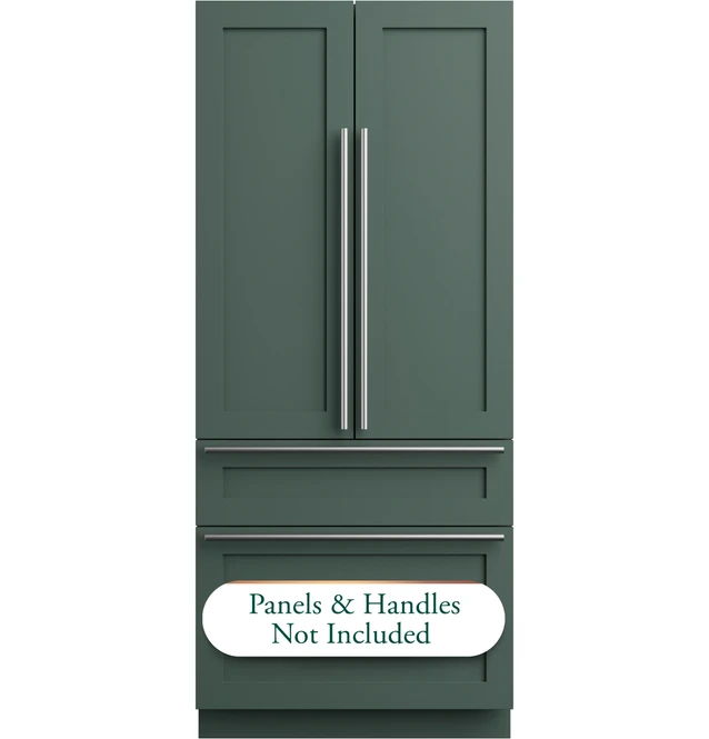 Green refrigerator with text 