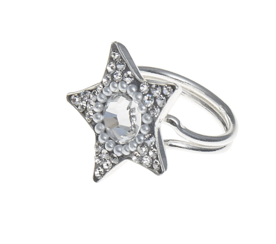 soru jewellery silver star crystal ring, soru celestial ring, 