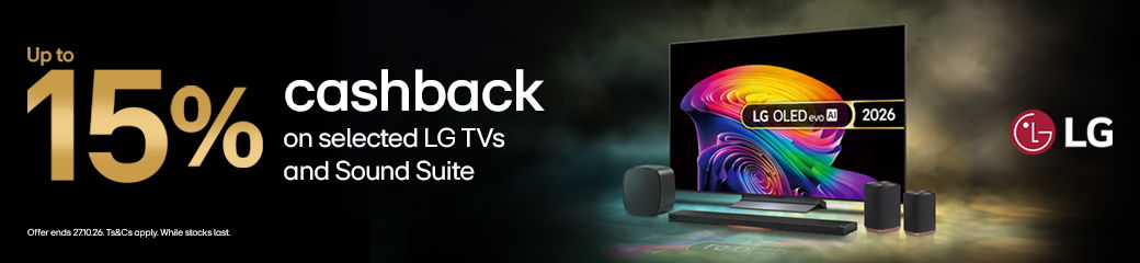  Up to 15% cashback on selected LG TVs and Sound Suite
