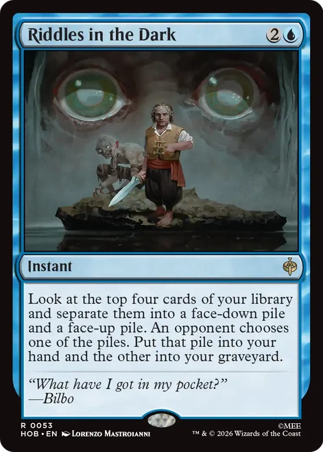 MTG The Hobbit cards - A character with a sword stands before large, glowing eyes.