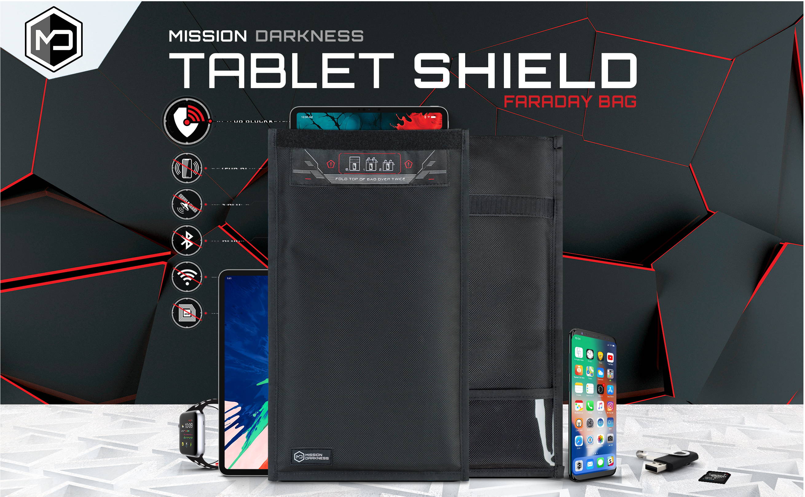 Mission Darkness™ Neolok Faraday Bag for Phones with Battery Kit