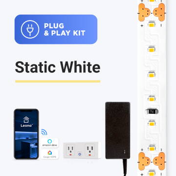 White output plug and play LED strip Lights Kit with all the components needed