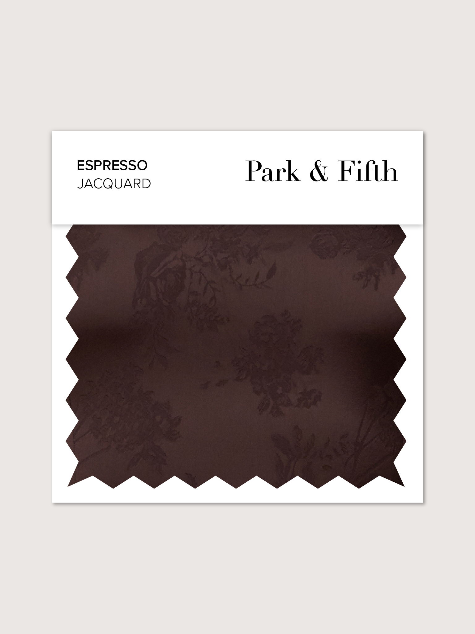 Jacquard fabric swatch in espresso color by Park & Fifth.