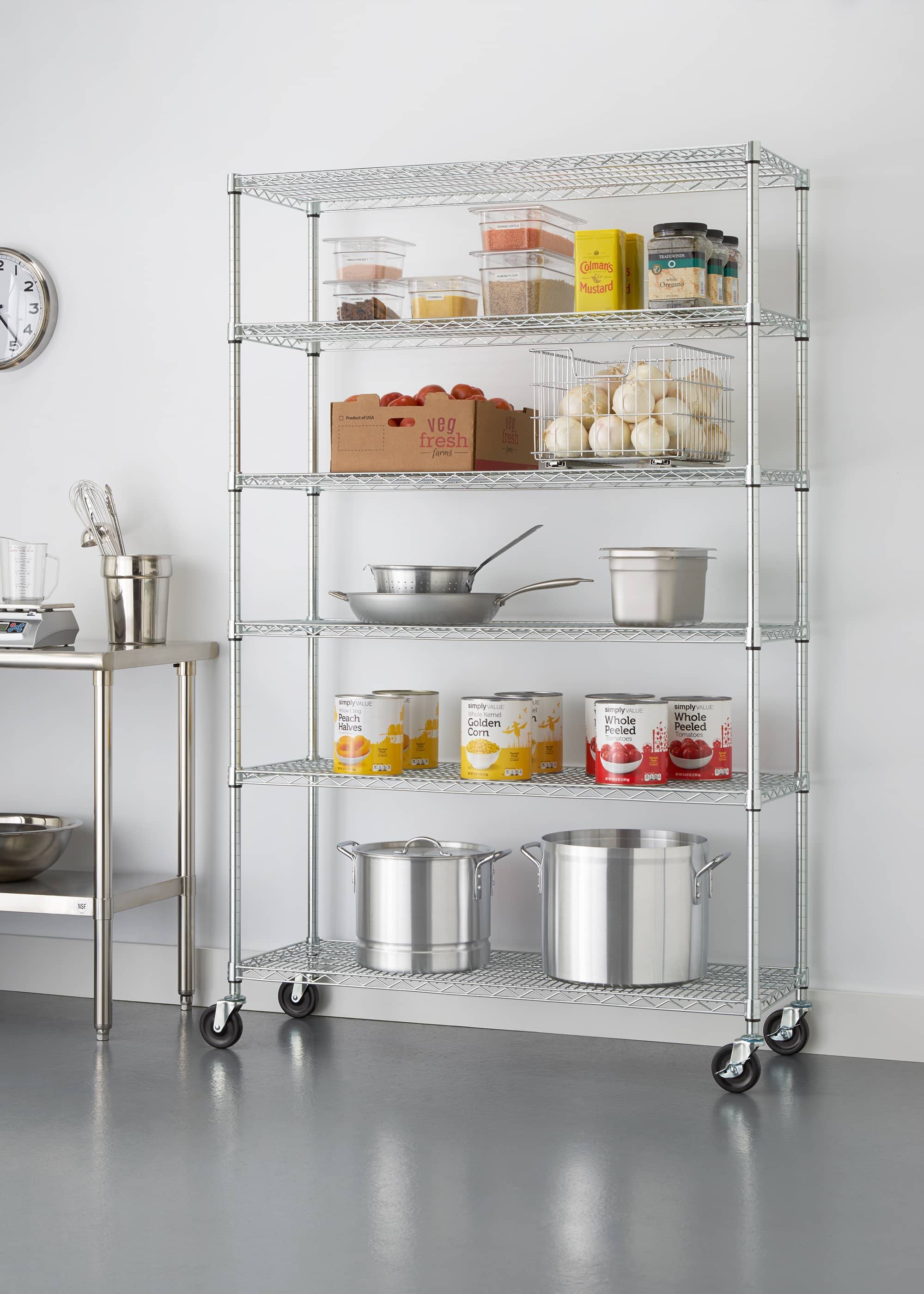 chrome wire shelving rack for commercial kitchen use