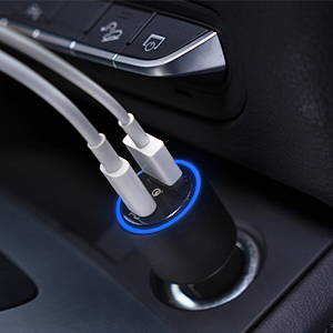 AUKEY CC-Y18S Dual (USB-C/USB-A) LED Car Charger - 36W