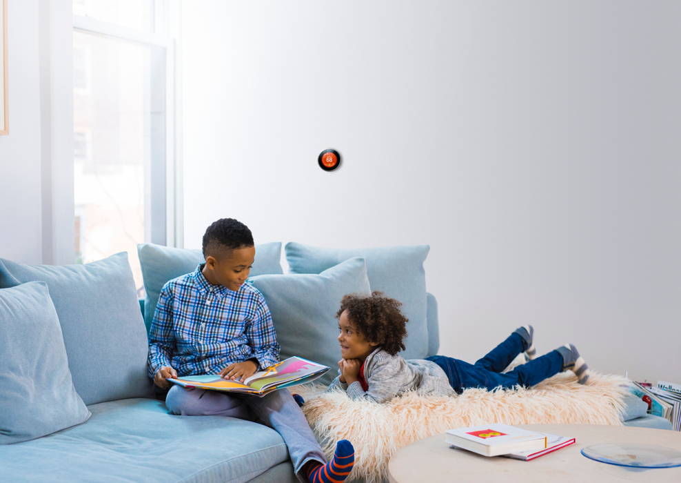 family enjoying their Nest learning thermostat