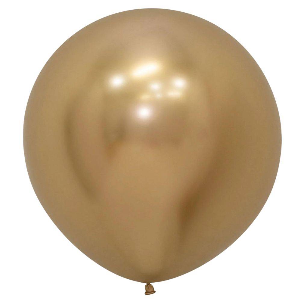 Image of single inflated gold balloon. Shop gold balloons.