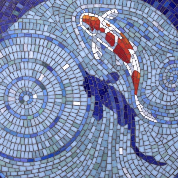 Gary Drostle's Koi Fish shadows in mosaics