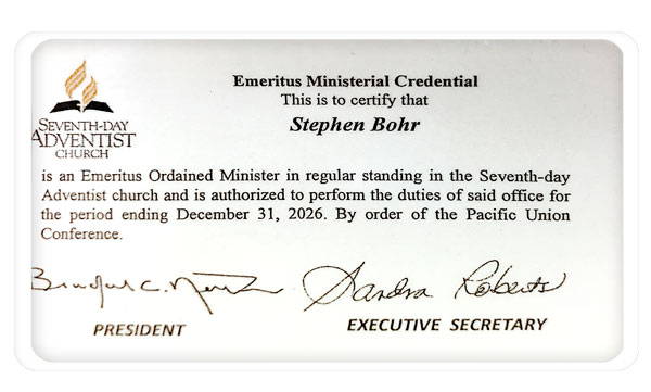 Pr. Stephen Bohr's Credentials