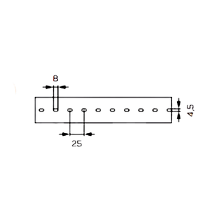 Technical dimension diagram showing the base mounting hole pattern for a B1 narrow base industrial wiring duct including slot spacing and oblong perforation measurements