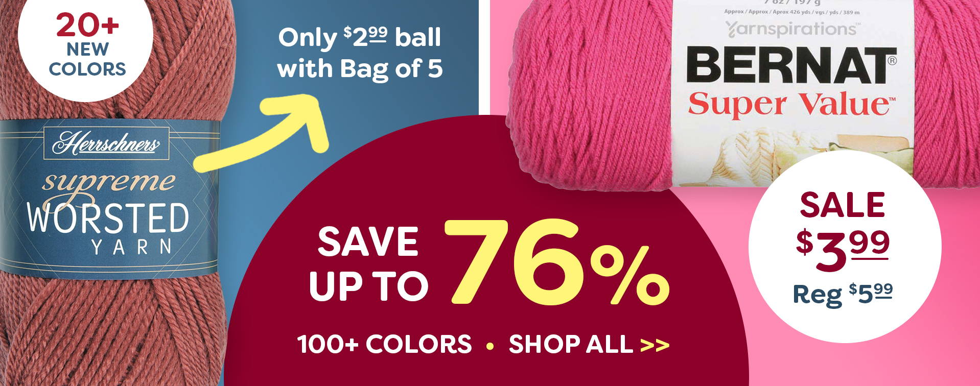 Save up to 76% on Yarn