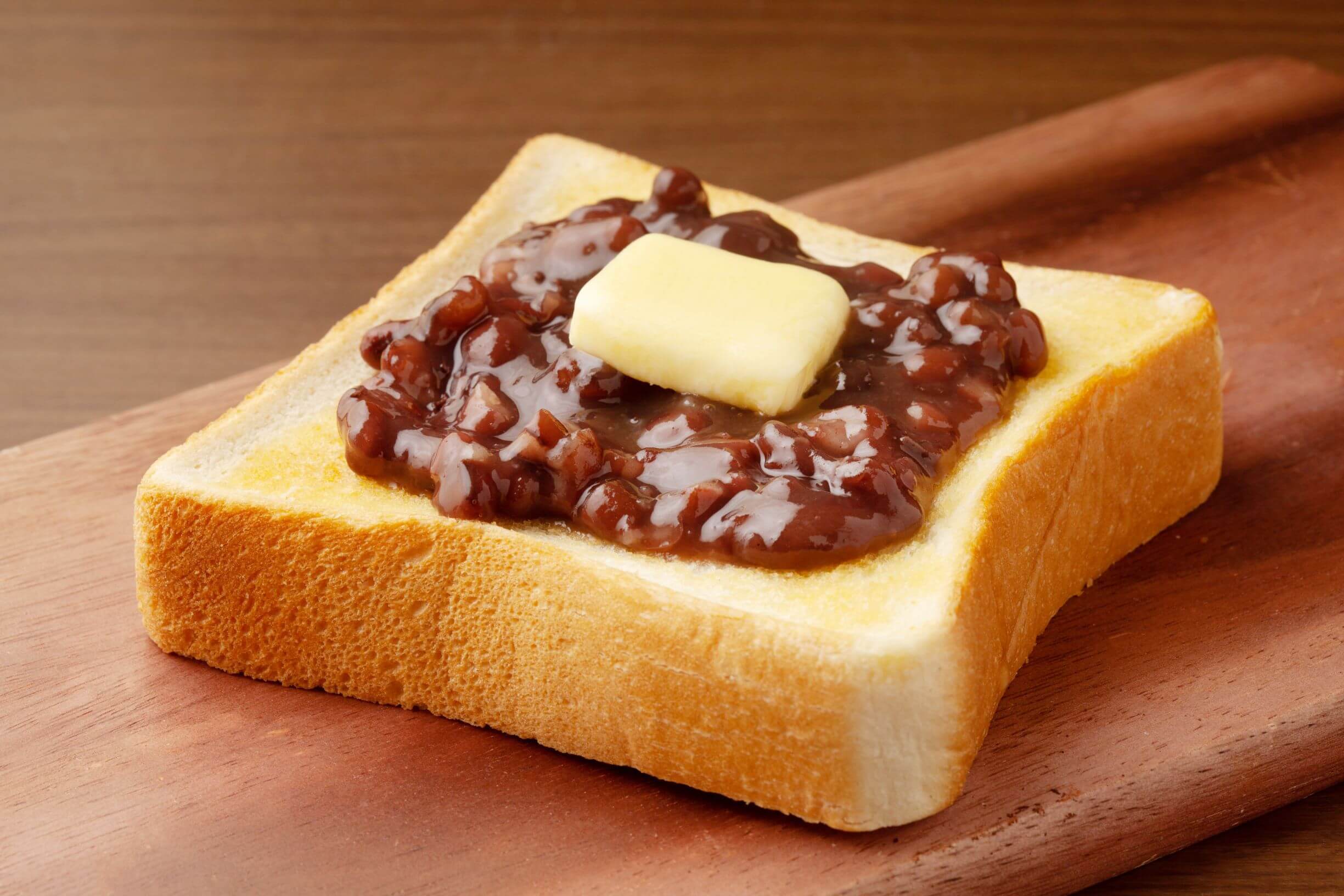 toast topped with red bean paste and butter