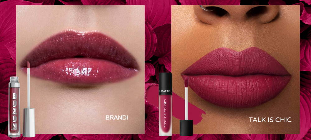 Viva Magenta Lipstick Trend with Dose of Colors Talk is Chic Liquid Matte Lipstick and Buxom brandi Lip polish