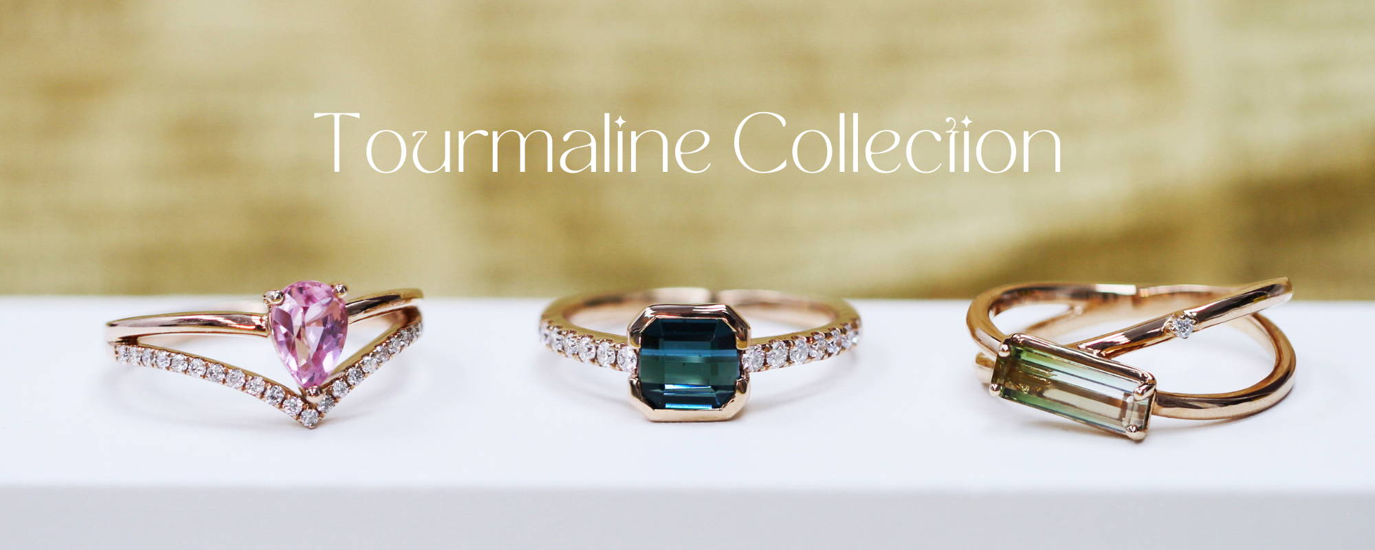 WILLS JEWELLERY 碧璽 Tourmaline 珠寶系列：粉紅、靛藍及綠色碧璽戒指