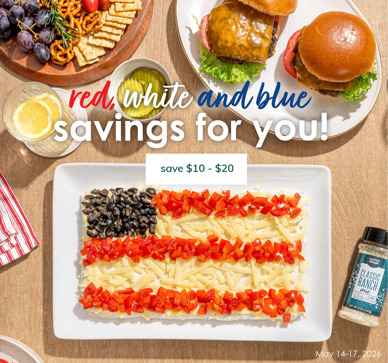 red, white and blue savings for you! | save $10 - $20 | learn more