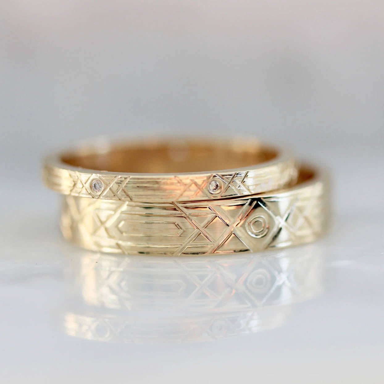 hand engraved his and hers bands