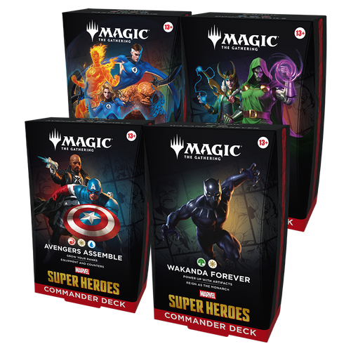 Mtg marvel superheroes precon deck Four Magic: The Gathering superhero-themed commander decks.