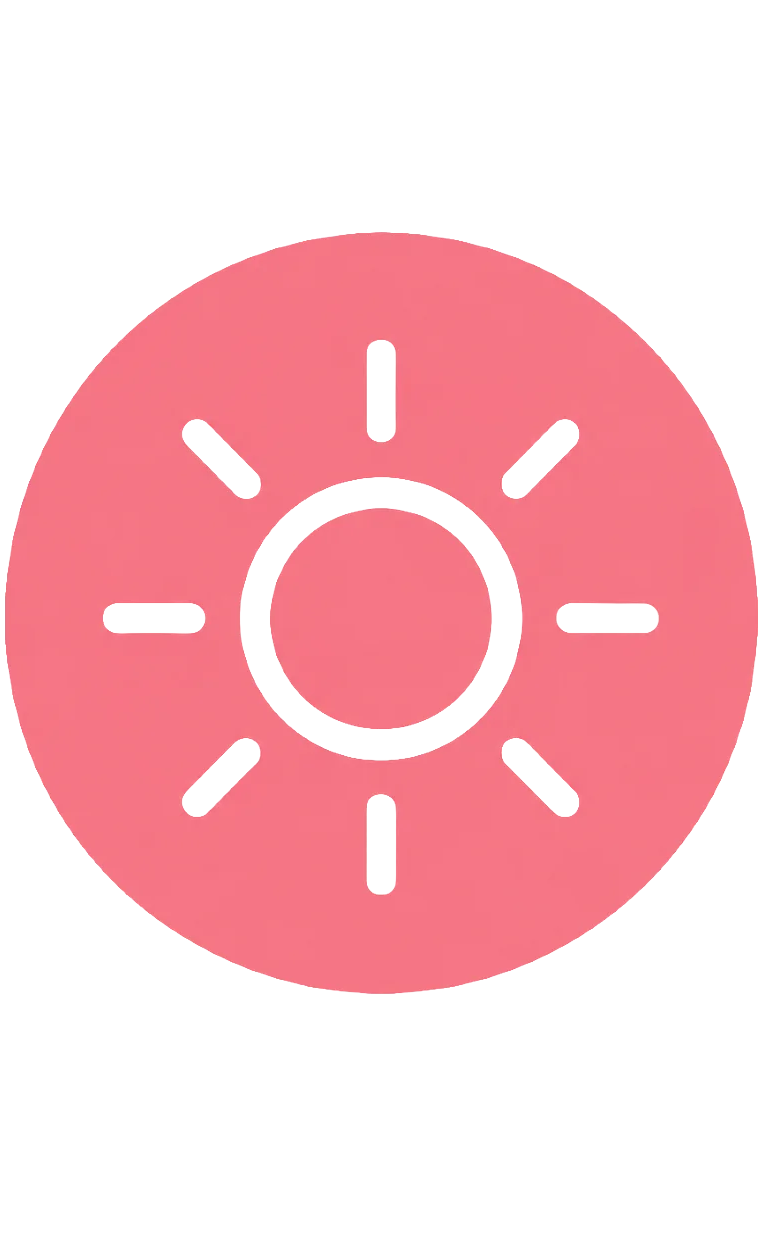 minimalist icon of sun in pink