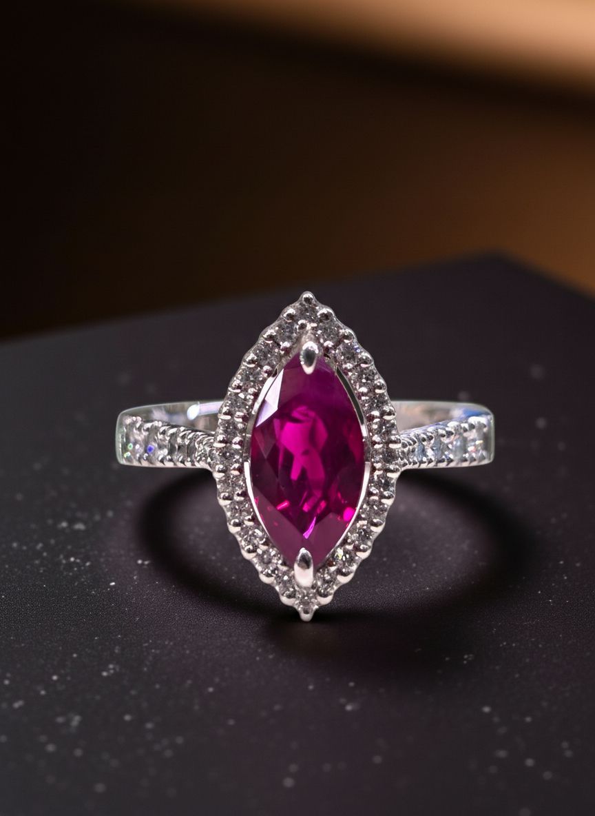 Details of the Marquise Cut ruby ring
