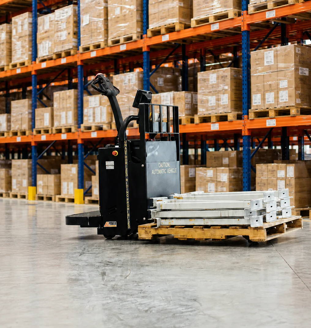 AGV Transporting Material Through a Warehouse