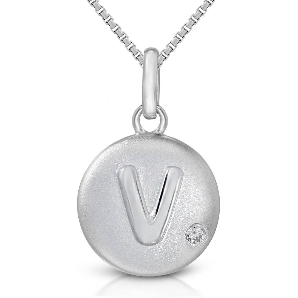 Pure at Birth letter V pendant with greek box necklace