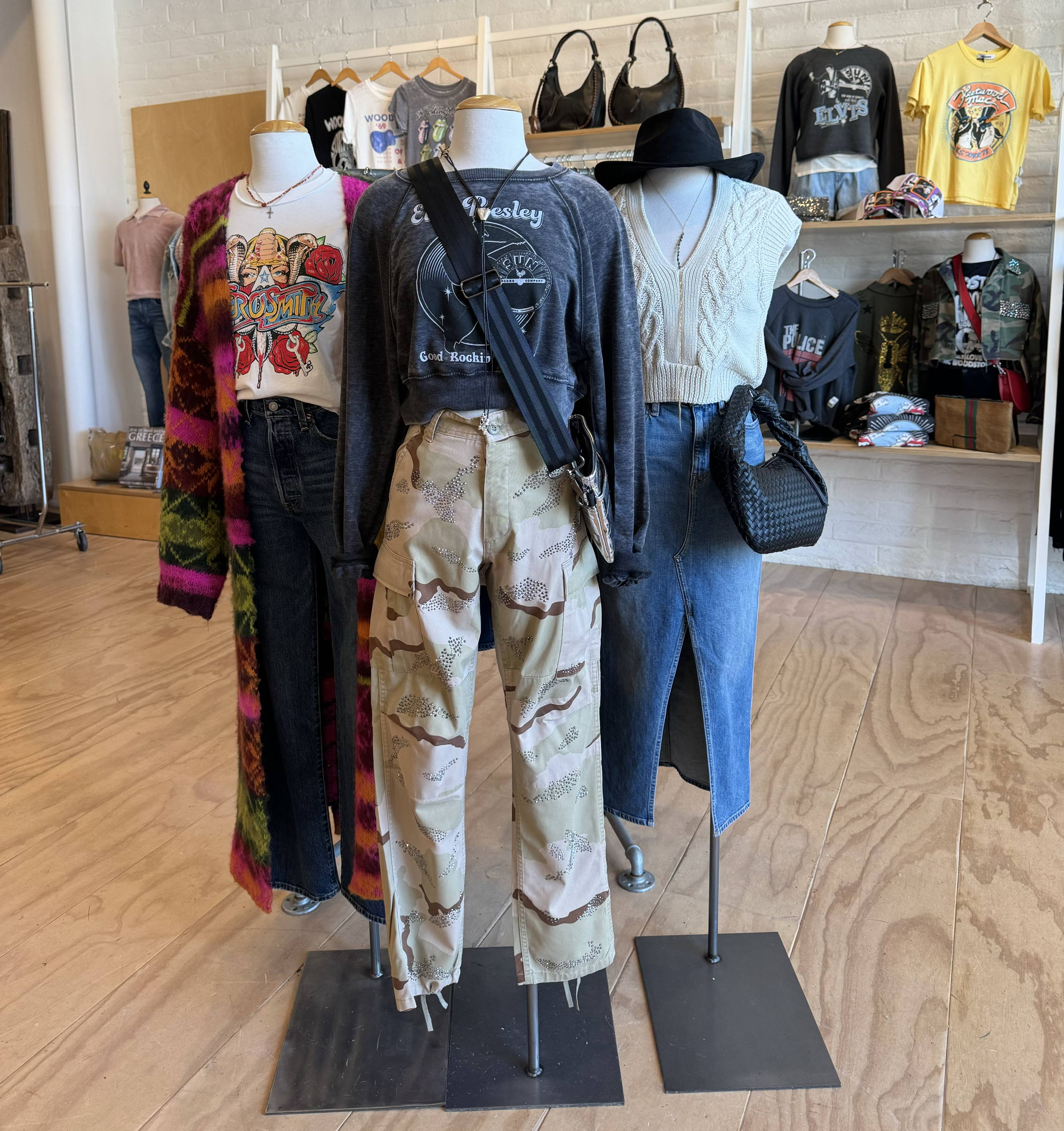 Display of various clothing items.