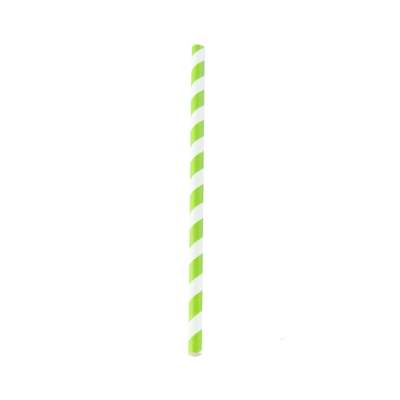 A green and white striped paper straw