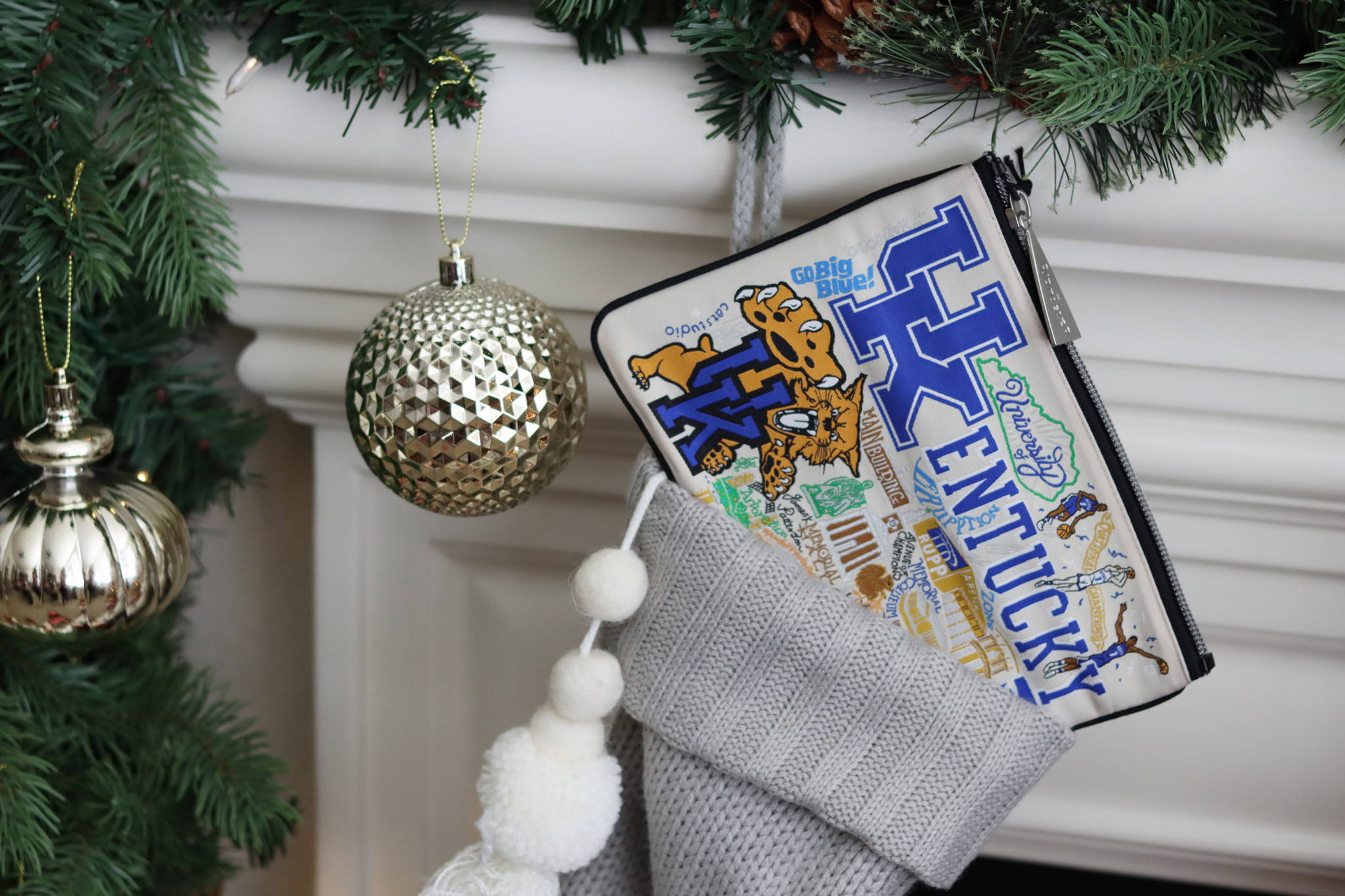 University of Kentucky wildcats pouch inside gray stocking