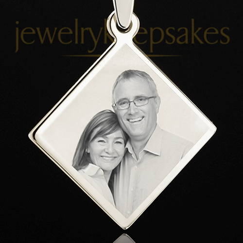 Stainless Photo Engraved Diamond Pendant