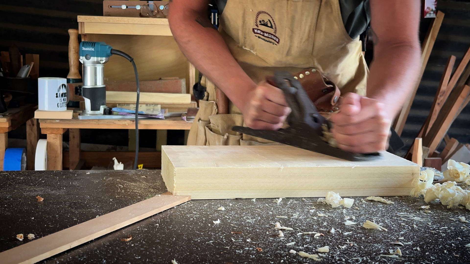 hand planing across the grain with a doe's foot