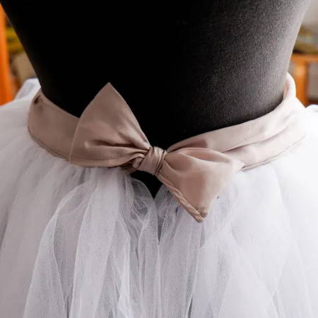 Satin waistband attached to the tutu skirt back view