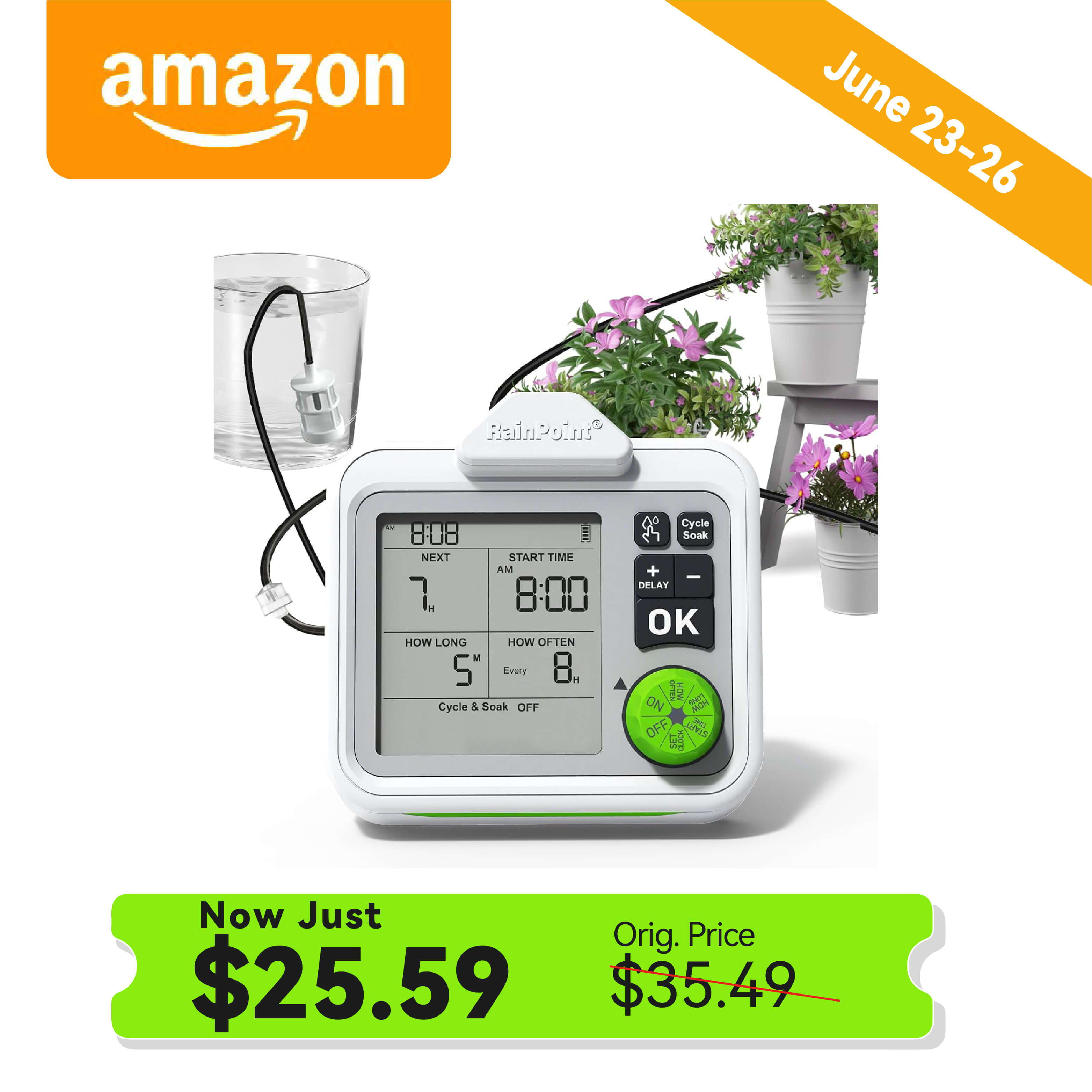 Digital timer with price details and promotional dates from Amazon.
