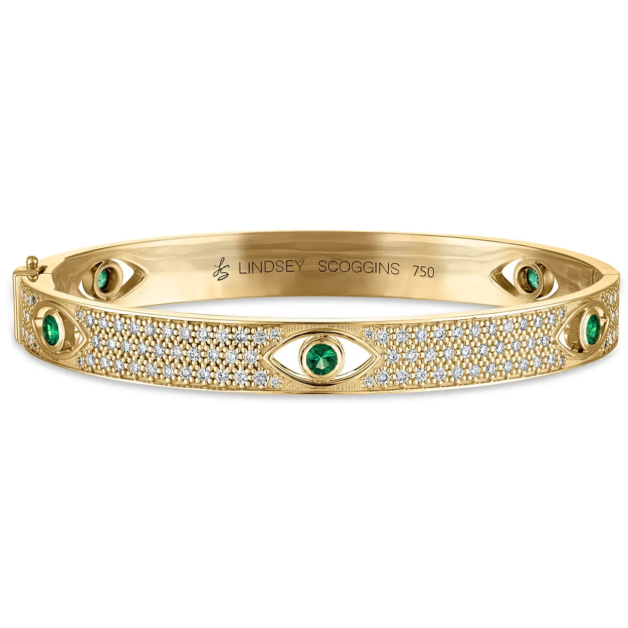 emerald and diamond gold evil eye bracelet