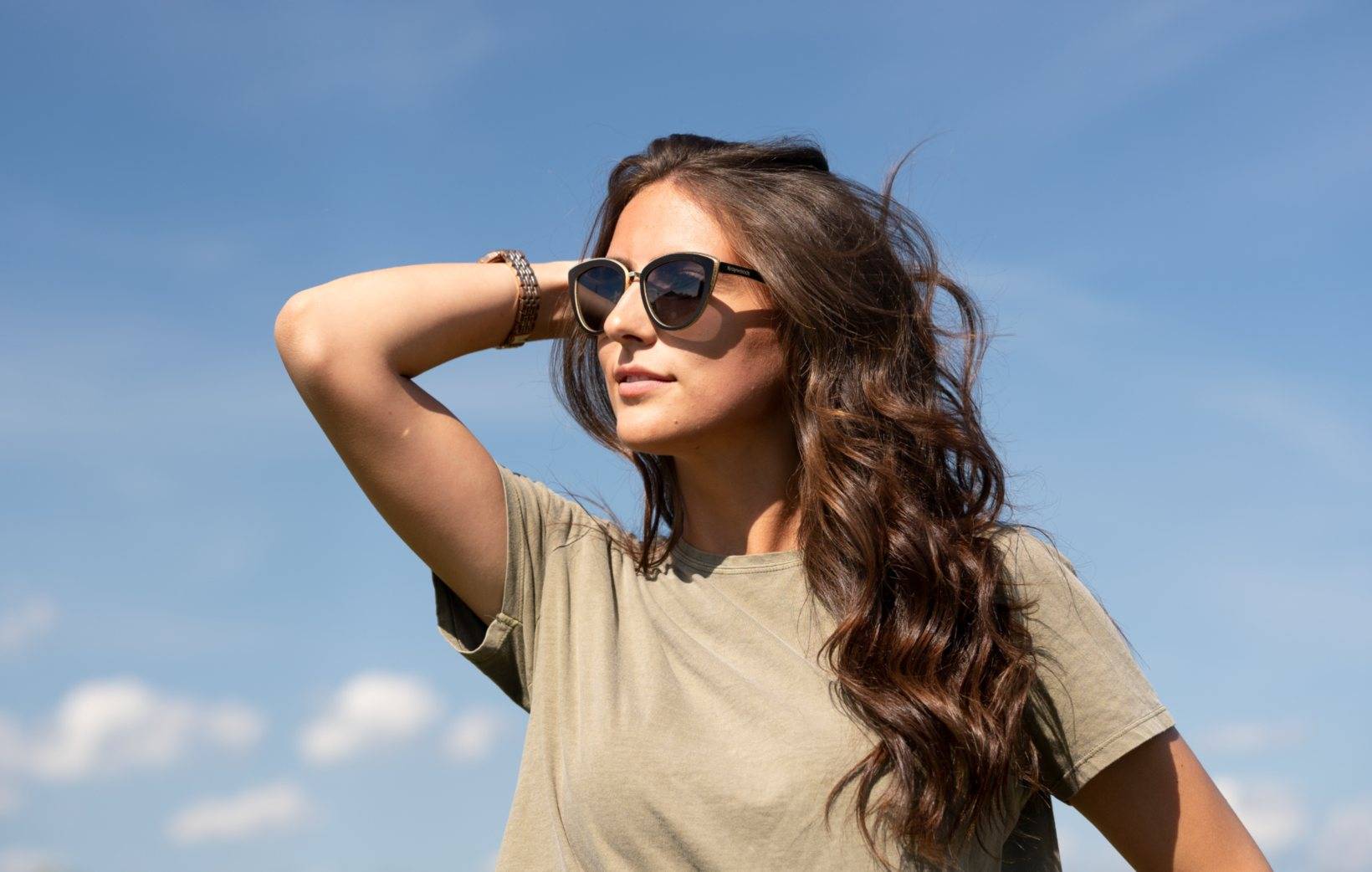 Woman wearing cateye sunglasses